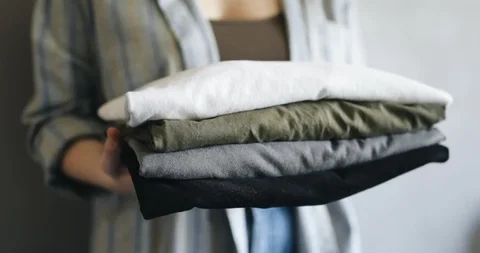 A stack of neatly folded clothes ready to put away